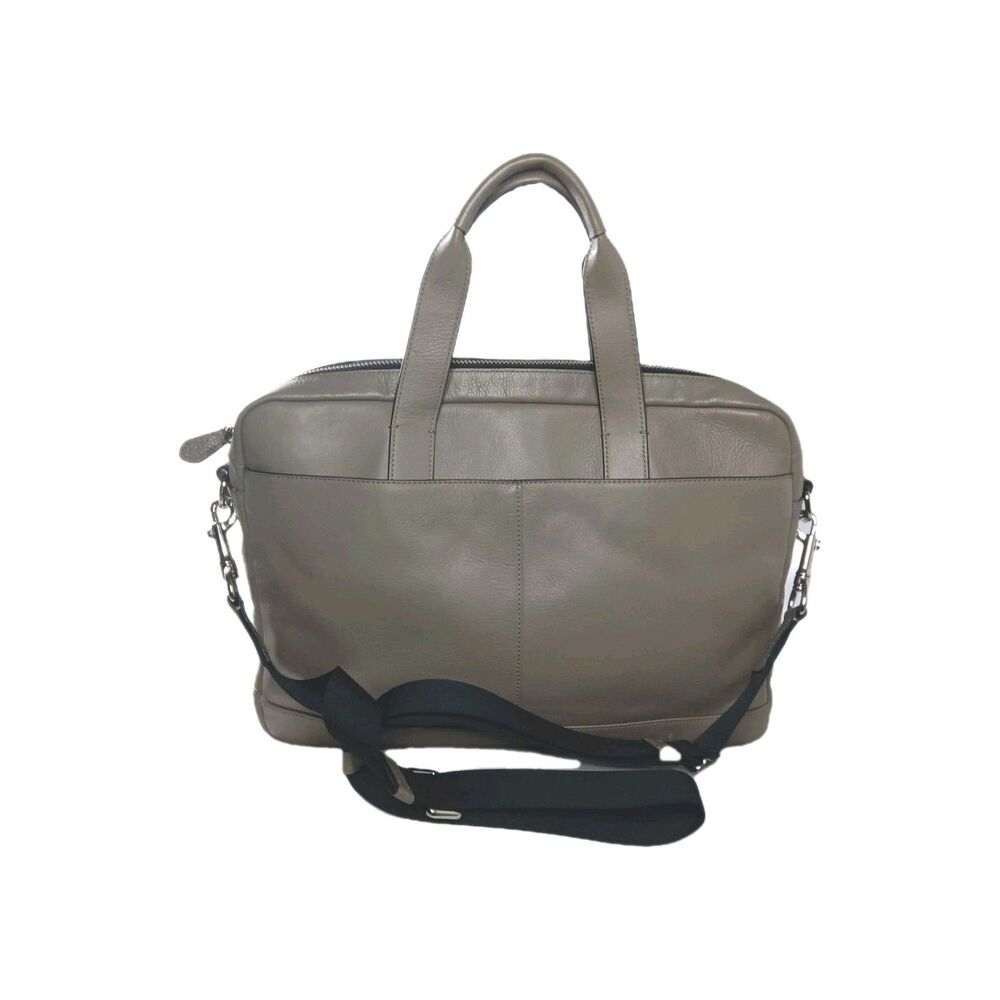 COACH Hudson Leather Bag  Briefcase F71561 Taupe Gray Brown Retail $450 - Picture 3 of 15